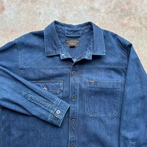 Filson Mens XXL Indigo Denim Work Shirt Long Sleeve Button Front Cotton Blue